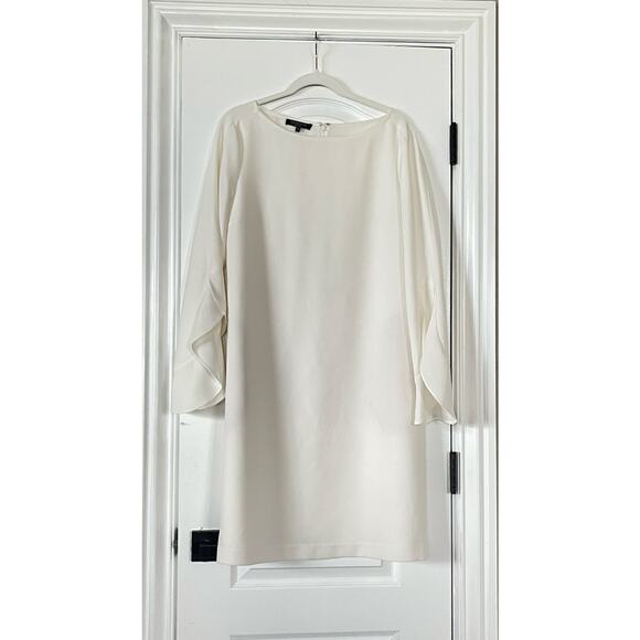 Lafayette 148 Emery Ruffle Cuff Shift Dress Off White Size Large - Picture 3 of 14